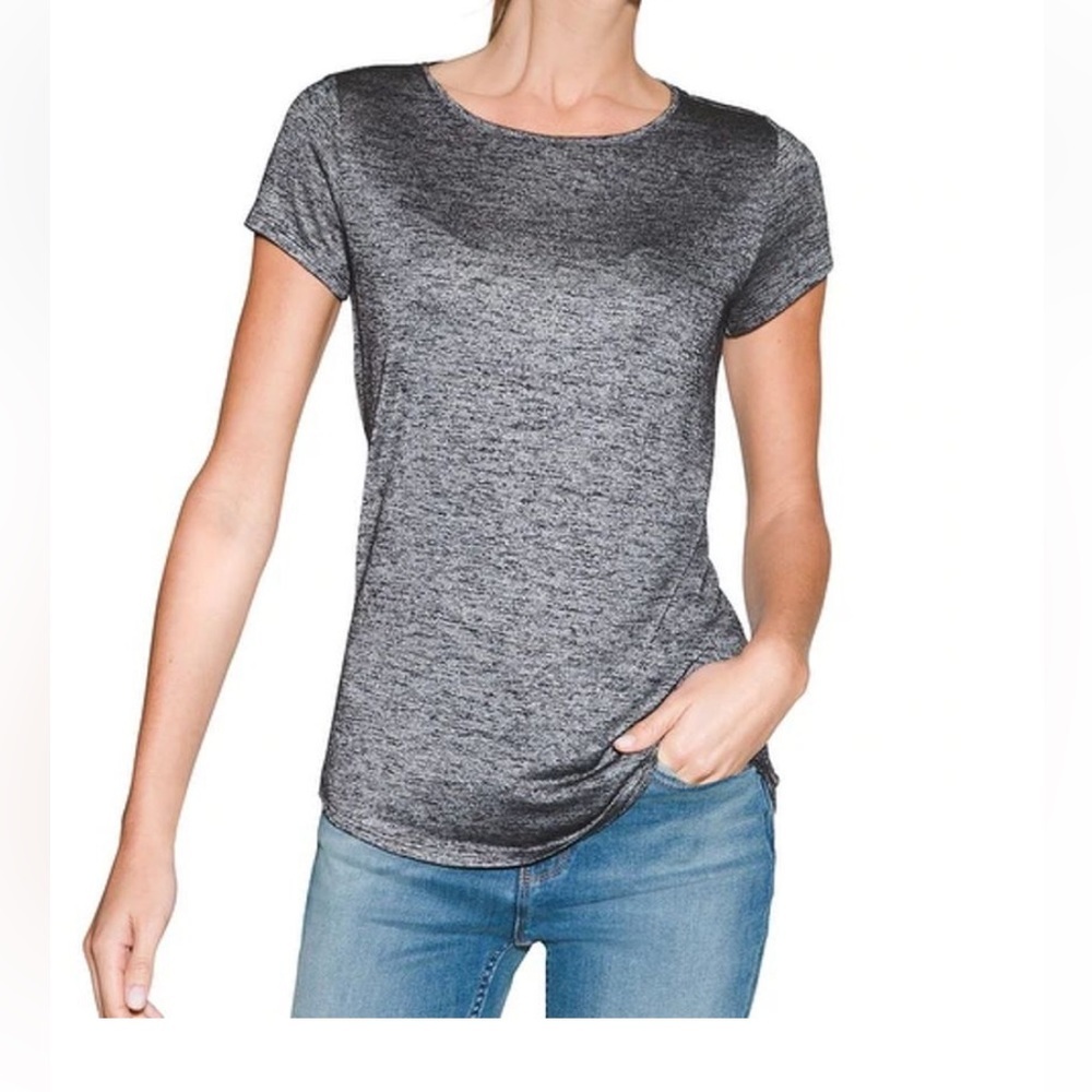 White House Black Market Heathered Gray Short Sleeve Tee